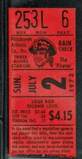1972 BASEBALL TICKET PIRATES CUBS SANGUILLEN HR #23 ROBERTO CLEMENTE LAST SEASON