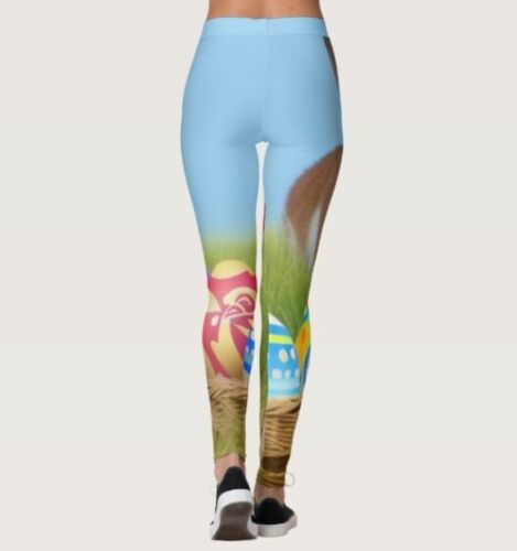 Happy Easter Day Bunny Eggs Yoga Pants High Waisted Leggings Athletic Pants - Picture 3 of 4
