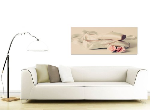 Ballet Shoes Pink Cream Shabby Chic Girls Bedroom Canvas 120cm Wide - 1283 - Picture 2 of 4