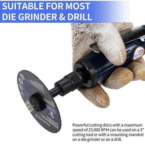 20Pcs 3 inch Cut Off Wheel with 1/4 in Mounting Mandrel Kit for Die Grinder - Picture 5 of 9