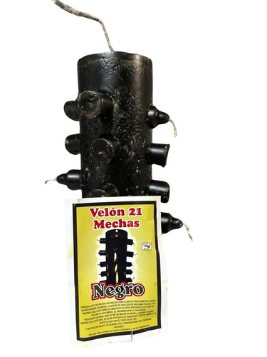 Tumba Trabajos Velon 21 Mechas Negro / Destroys Witchcraft 21 Wick Candle Black - Picture 2 of 2