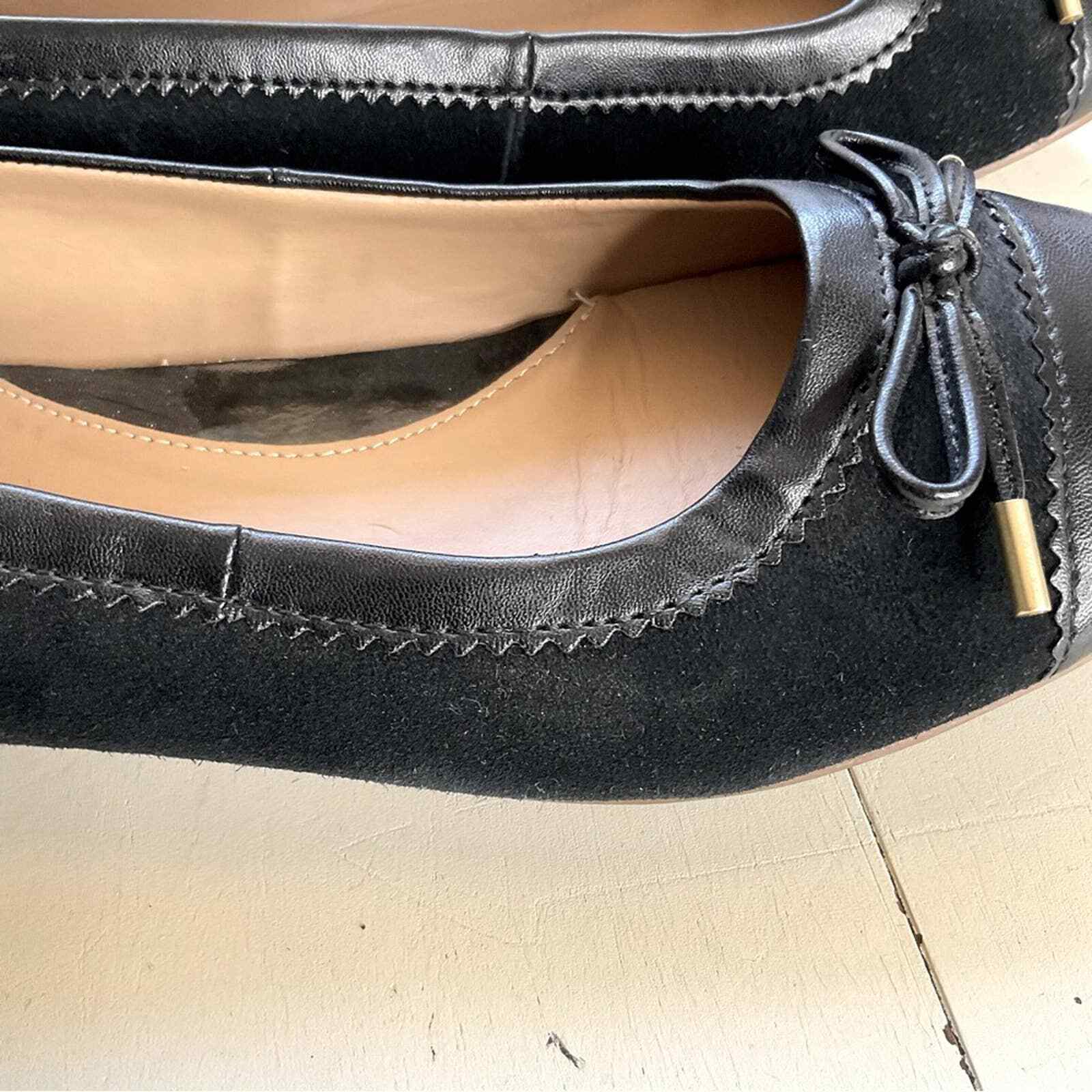 Lands End Ballet Flats Black Suede and Leather Size … Gem