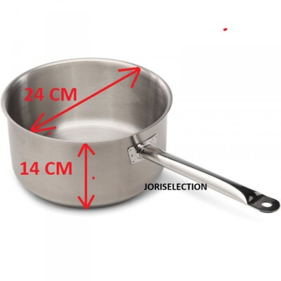 Edelstahlpfanne Ø 24 cm PROFI HÖHE 14 cm Induktion 