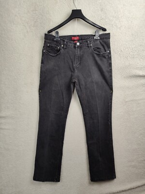 Alfani Men Jeans 36x32 Black Cotton Blend Slim Straight Leg Denim Trousers
