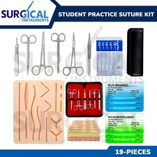 19 Piece Practice Suture Kit For Medical and Veterinary Student Training Set