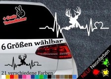 Herzschlag Hirsch Aufkleber -6 Größen 21 Farben- Brunft Rotwild Geweih Damwild
