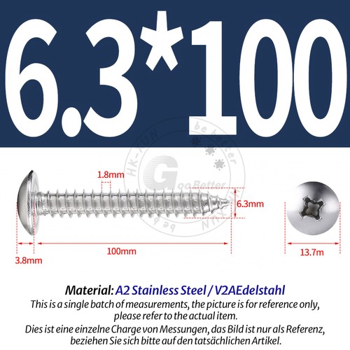 304 A2 Stainless Steel Phillips Pan Head Self Tapping Screws Tappers Pozi Pili - Picture 139 of 139
