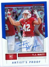 2017 Panini Score Football Blue Artist's Proof Rookie Auto #335 T.J. Watt #17/35