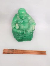 2 Pair Wood Chopsticks Orange Tint Bamboo & Bird Design Made In China