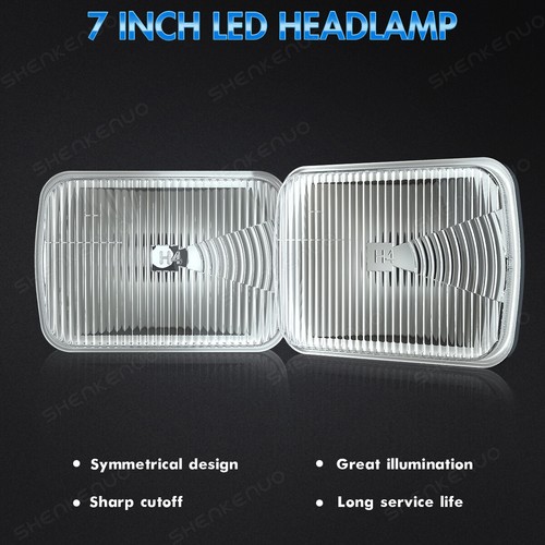 7x6 6k LED Stock Glass Headlight H4 Light Headlamp Pair For Jeep Wrangler YJ XJ - Picture 6 of 14