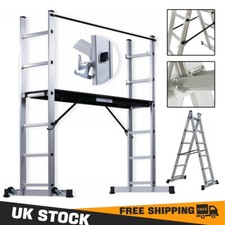 Working Platform Ladder 3in1 Large Work Bench Aluminium Scaffold Tower Ladder