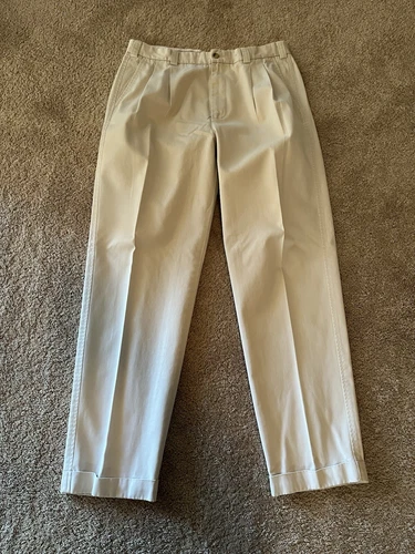 Ashworth Men’s Pleated Dress Golf Pants - Light Beige - Size 36 X 34 - EUC