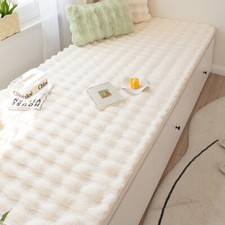 Rabbit Plush Bay Window Seat Cushion Soft Warm Faux Fur Sofa Cover Pad Cushions