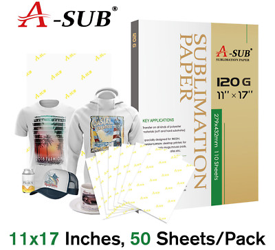 A-SUB Sublimation Paper 11x17 50 Sheets Sample Pack for Inkjet Heat ...