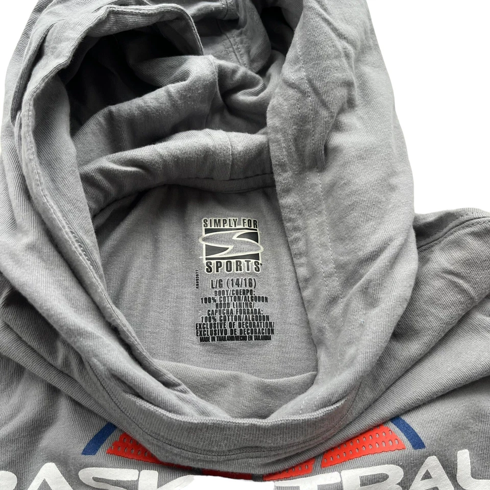 Simply For Sports Boy’s L Gray Basketball Graphic Print Hooded Long Sleeve Top - Image 4 of 4
