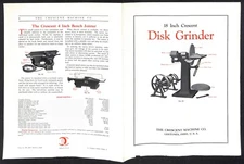 1924 Crescent Machine Co. 18" Disk Grinder Product Spec Folded Sheet