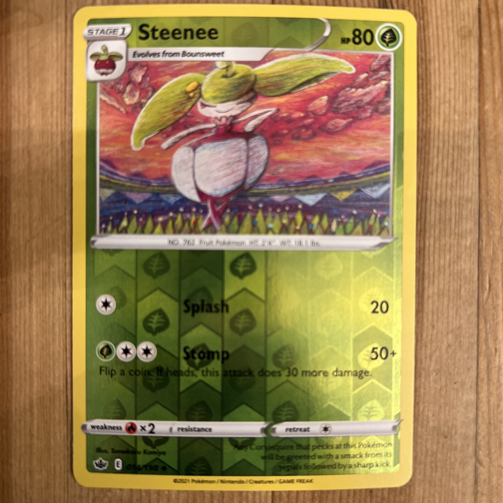 POKEMON CARD - Steenee 014/198 - Reverse Holo - Chilling Reign - NM