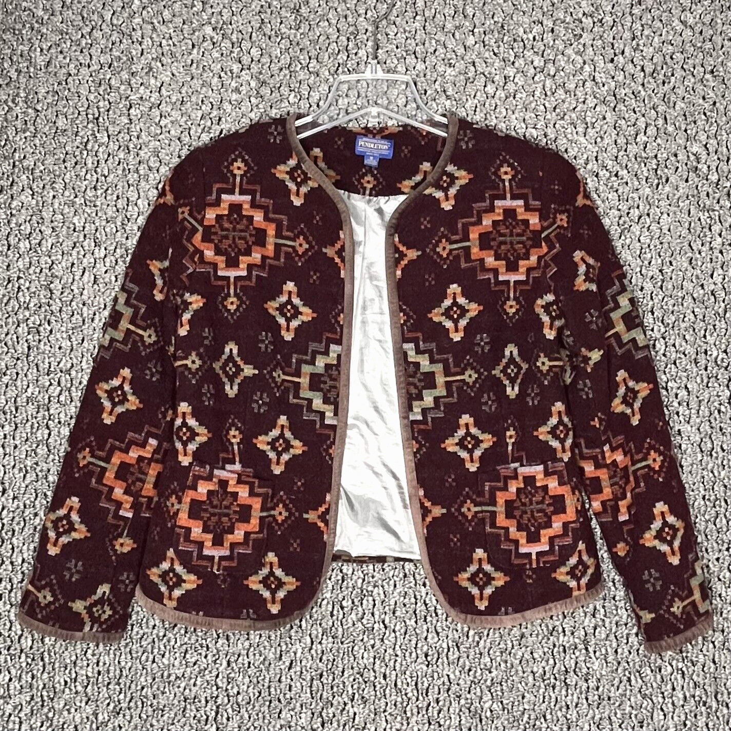 Womens Sz M. Pendleton Virgin Wool Jacket Suede T… - image 1