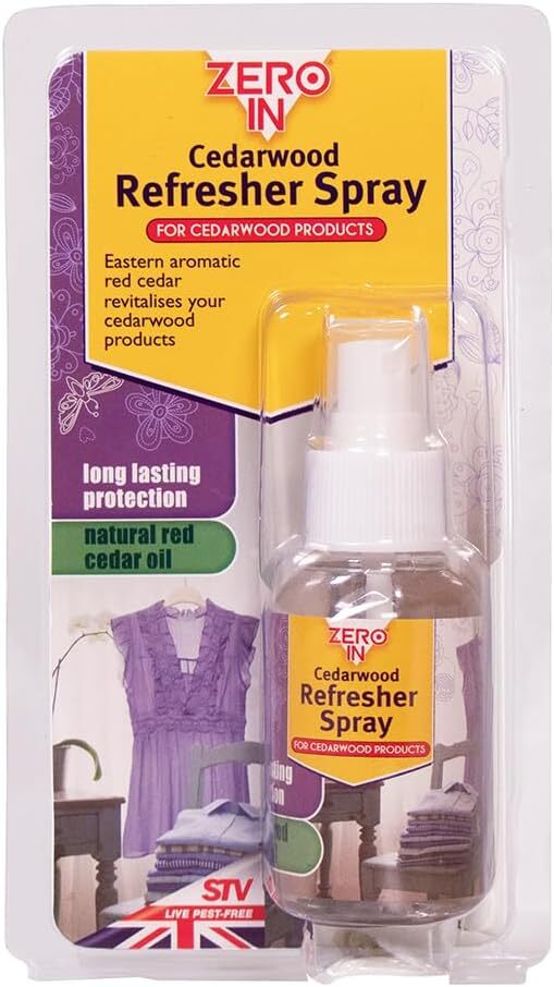 Zero In Cedarwood Refresher Spray - 75 ml. Natural Aromatic Red Cedar Oil Moth