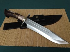 CUSTOM HANDMADE D2 TOOL STEEL HUNTING BOWIE KNIFE SURVIVAL KNIFE WITH STAG HORN