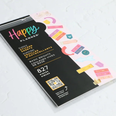Happy Planner Sticker Value Pack 10 Sheets 827 Stickers Basic Brights Theme