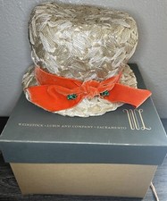 Vintage 1960s Junior B Women’s Straw Hat Union Made in USA w/ Orange Bow & Box