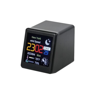 Desktop Mini Smart Wetterstation Wifi Funk Thermometer Uhr - Schwarz