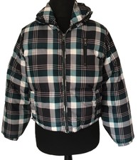 Charlotte Russe Ladies Padded Check Jacket (size S) Black Mix/zip Fasten.