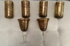 Murano Style Art Glass Hand Blown Tumblers Brown Gold Swirl Set Of 6 — photo 1