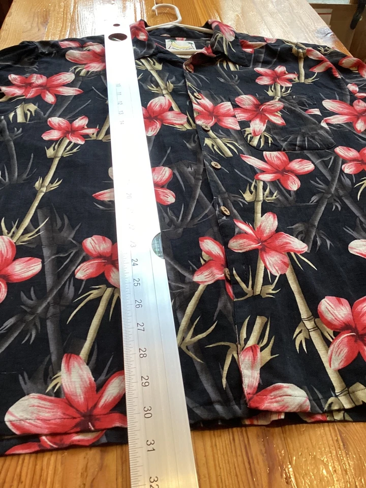 Camisa Hawaiana Banana Cabana Talla XXL 100% Seda Para Hombre Floral Abotonada De Colección Foto 4 de 4