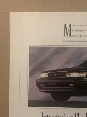 1990 Lexus ES250 PRINT AD Luxury Sports Sedan - Pursuit Perfection