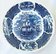 Vintage Alfred Meakin Fair Winds Friendship Of Salem Blue Dinner Plate 10.5" 