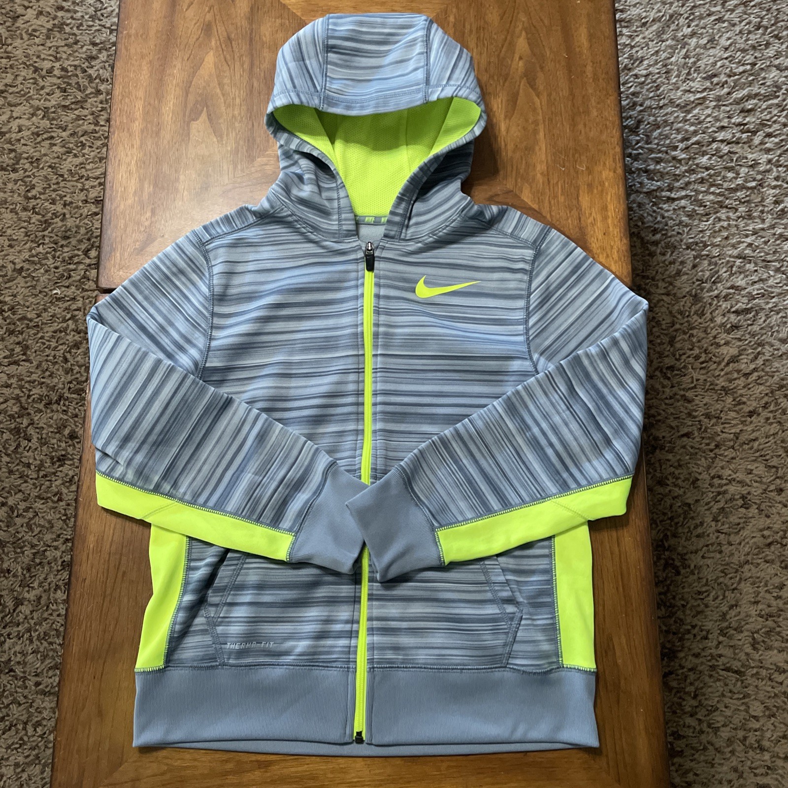 SACAI X NIKE Giacca Nike Therma Fit grigio verde casual zip atletica felpa con cappuccio ragazzo giovane grande