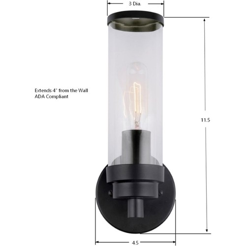 Forte Lighting 55007-01-04 Morgan LED 5 inch Black ADA Wall Sconce Wall Light - Picture 4 of 4