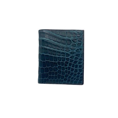 Slim Standing Wallet in Oceanic Teal Crocodile (e.g., Berlutii's)