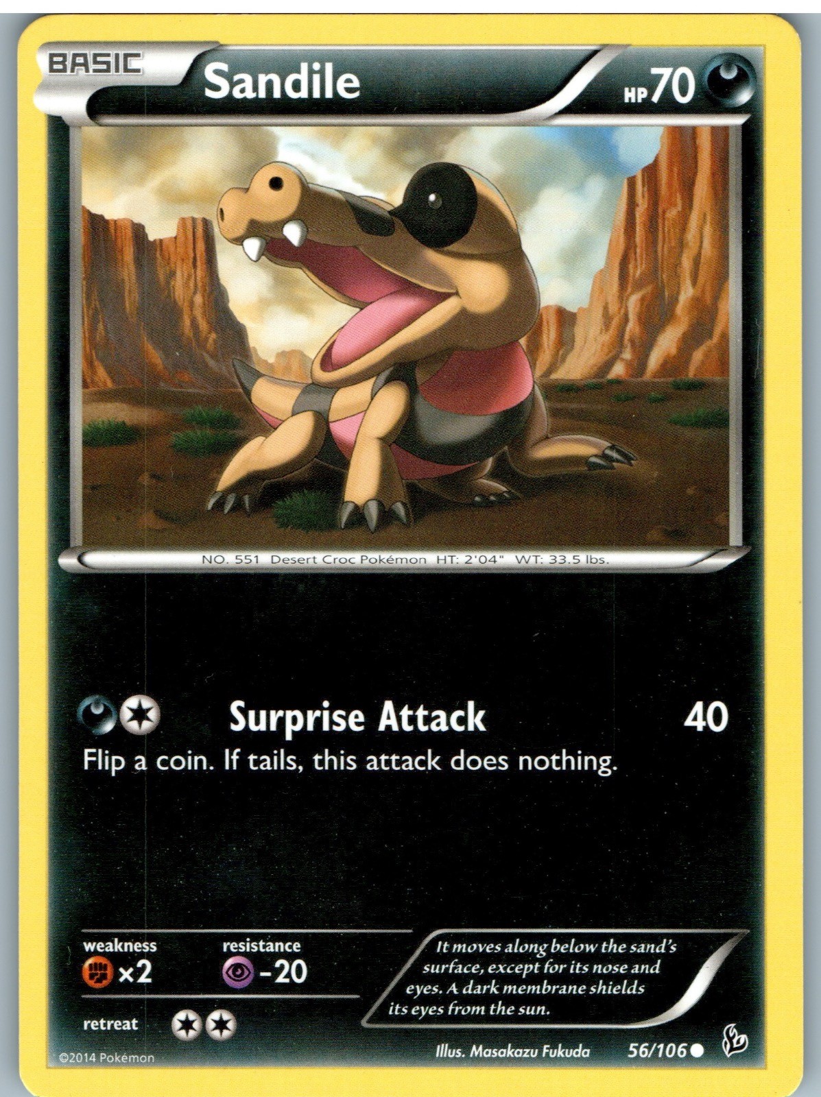 Sandile 56/106 Common Flashfire Pokemon Lightly Played