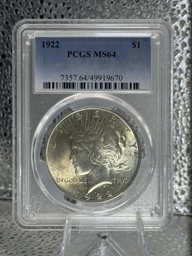 1922 Peace Dollar $1 Silver PCGS MS64 Certified Philadelphia US Coin