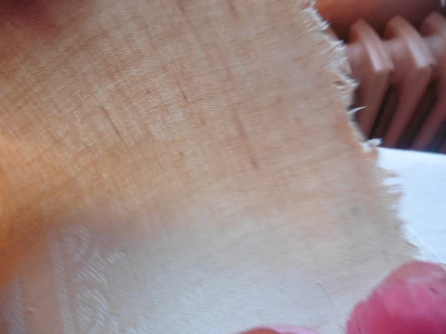 ANCIENNE NAPPE DAMASSE PUR LIN BEIGE OURLETS A RÉALISER 240X160 - Photo 4/4