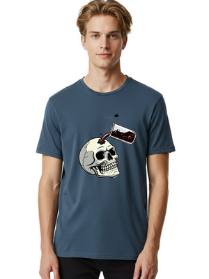Skull-Drinking-Soda Mens Graphic Tee, 100% Cotton, Casual Summer Wear