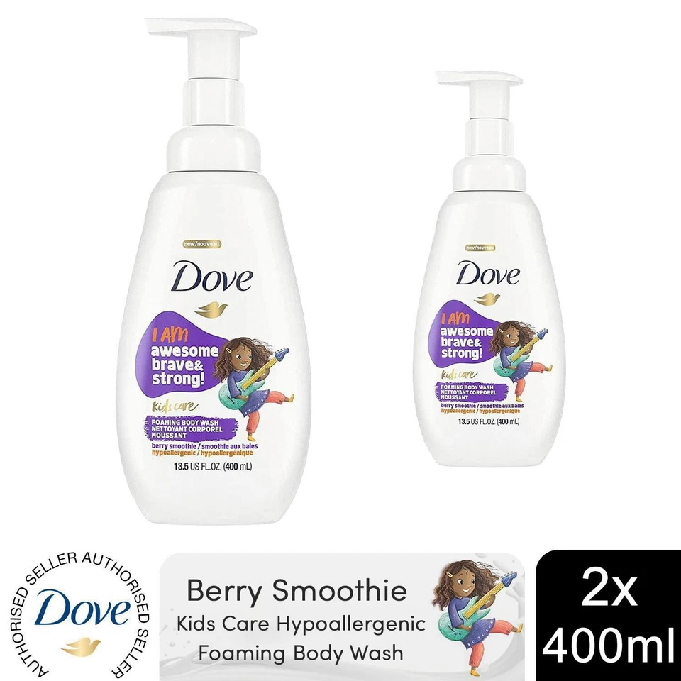 Dove Kids Care Body Wash Berry Smoothie Hypoallergenic Foaming Wash, 2x400ml