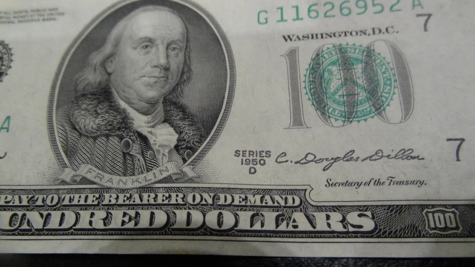 FEDERAL RESERVE NOTE 1950 $100 DOLLAR BILL IN GREAT CONDITION!!!!! - Image 2 of 3