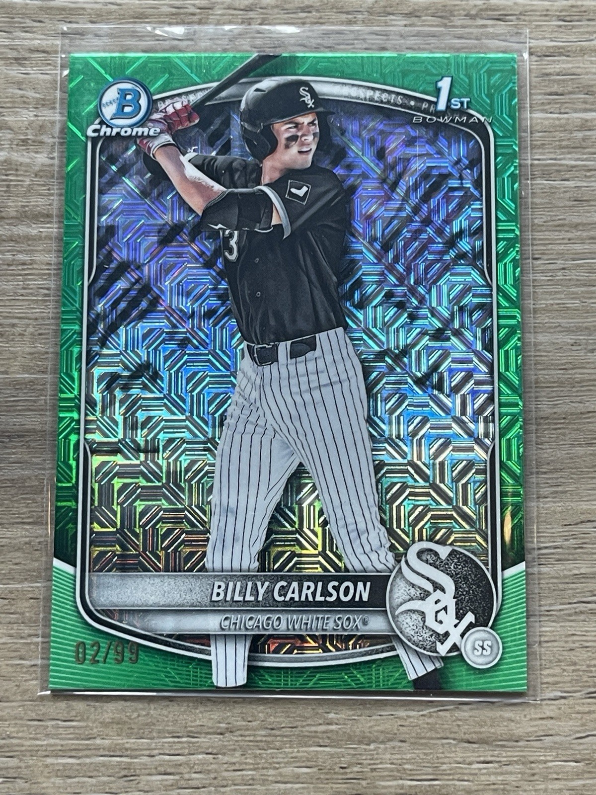 2025 Bowman Draft Billy Carlson 1ST  Bowman Green Mojo Refractor/99 White Sox ￼