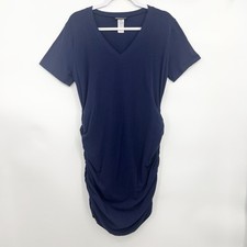 Tommy Bahama T-Shirt Dress Stretchy Ruched Sides Short Sleeve Navy Size Large