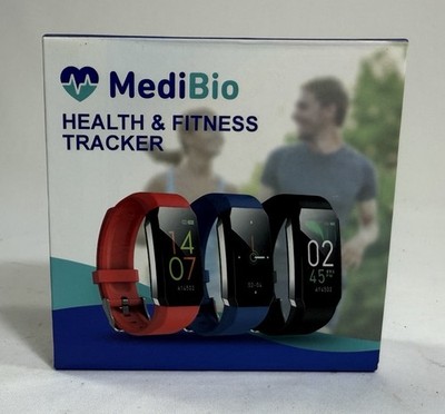 MediBio Health & Fitness Tracker Smart Band Watch Black Wearfit 2.0 iOS Android