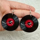 Retro Vinyl Record Phonograph Dome Glass Earrings Music Lovers Jewelry Gift 1PC