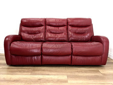 SOFA 3 Seater Cherry Red Leather Dual Manual Recliner Sectional FREE DELIVERY