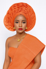 Aso Oke Auto Gele, Pre Tie Head wrap, Party Ready with Shoulder Scarf.