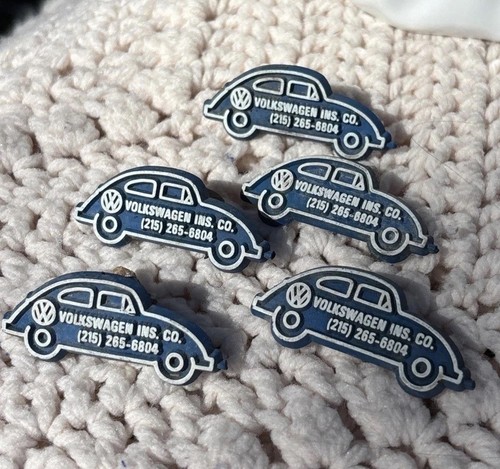 VTG 70s Volkswagen VW Beetle Love Bug Magnet Set Of 5 Blue Refrigerator Magnets