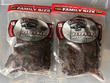 Lot Of 2 Old Trapper Peppered Beef Jerky 18oz, Family Size. Exp 08/26 09/26