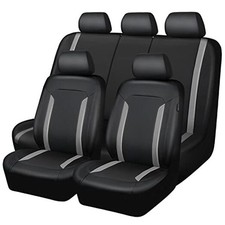 Universal Leather Car Seat Covers Full Set, Universal Fit Full Set Gray